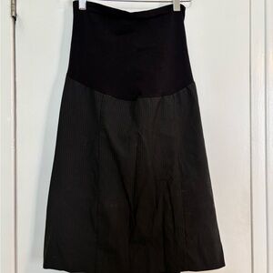 Motherhood Black Pinstripe Midi Skirt